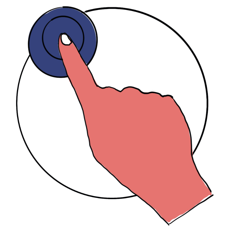 A hand pressing a button.