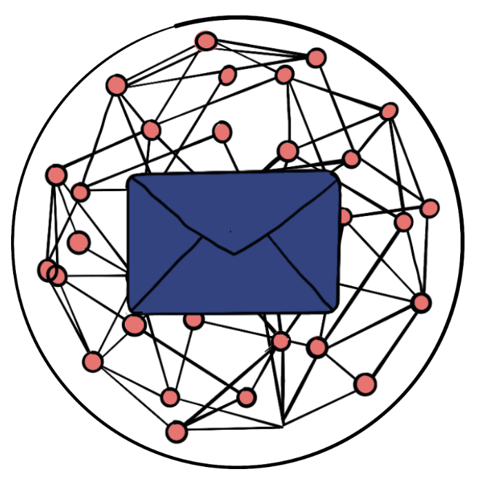 Letter in front of a network