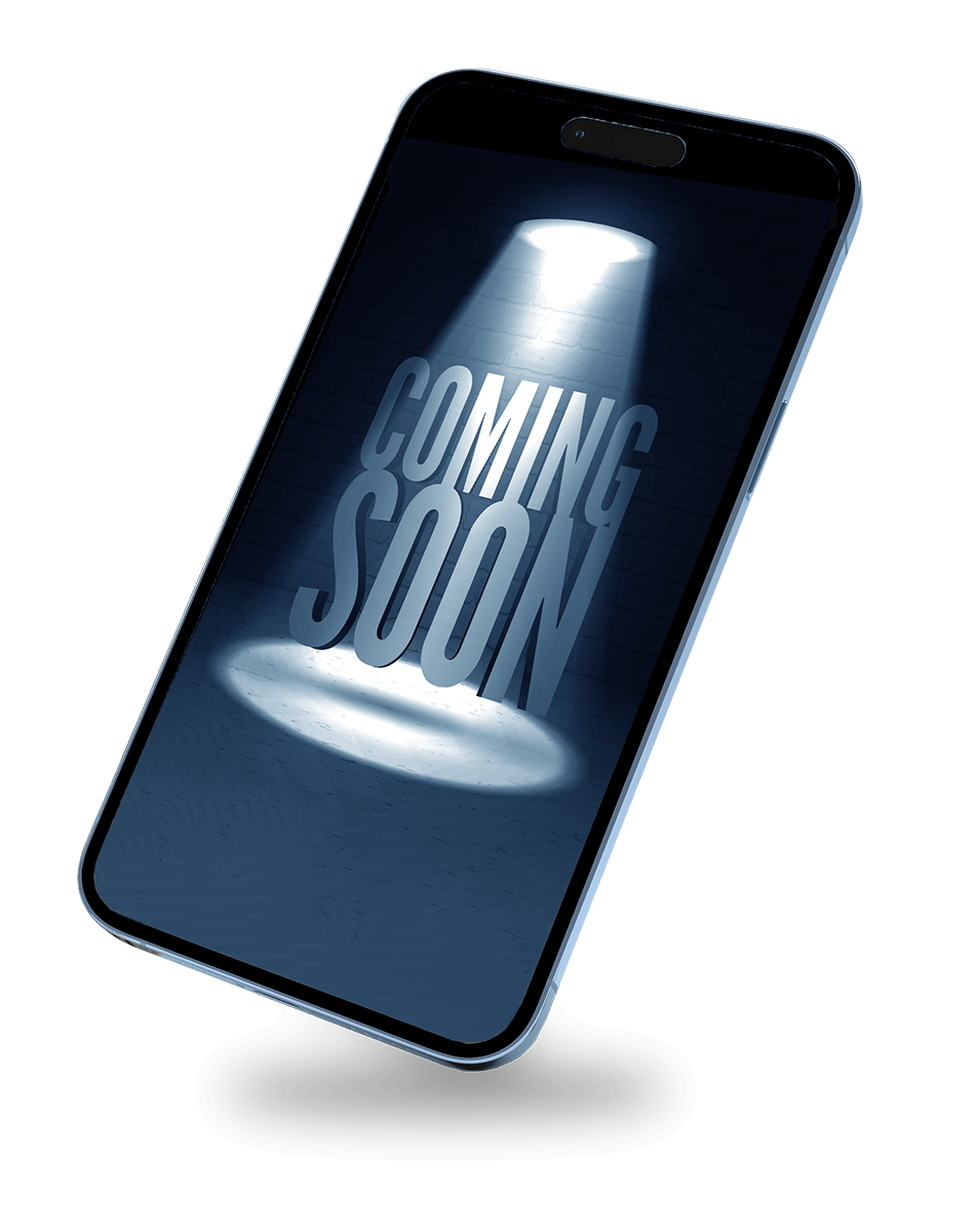 A smartphone with 'Coming Soon' written on it.